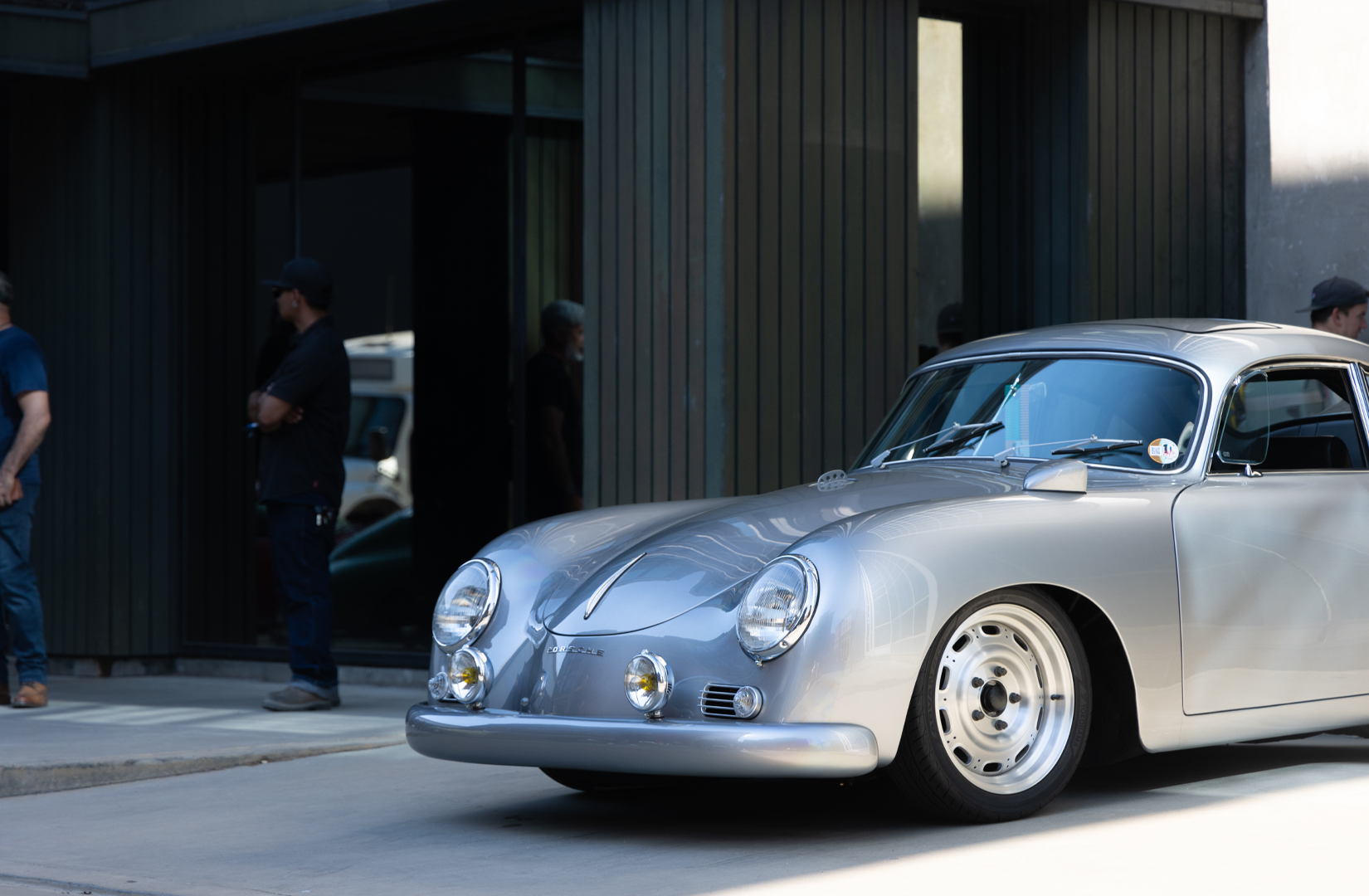 Silver classic Porsche hood